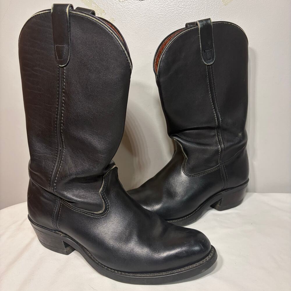 Santa Fe Boot Co Boots Mens Roper Black Leather Western Cowboy Pull On Ranch 10